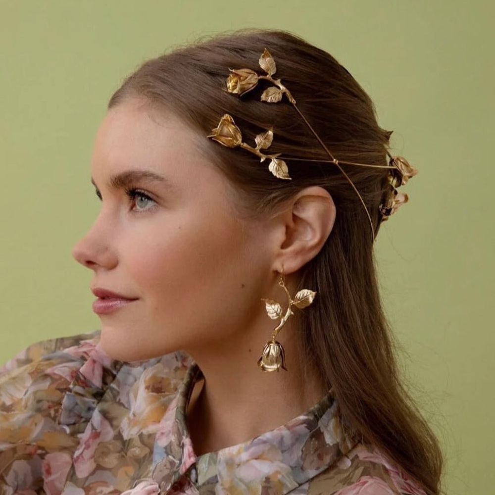 Spinach Valley ROSE & VINE CIRCLET gold headband, hair accessory NWT